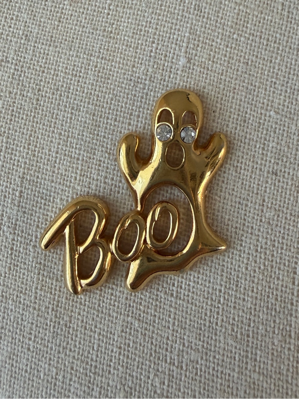 Gold 'Boo' Ghost Brooch Pin - Halloween Accessory